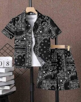 fastdeal x ag Boys Paisley Print Shirt & Shorrts Set-picture-39