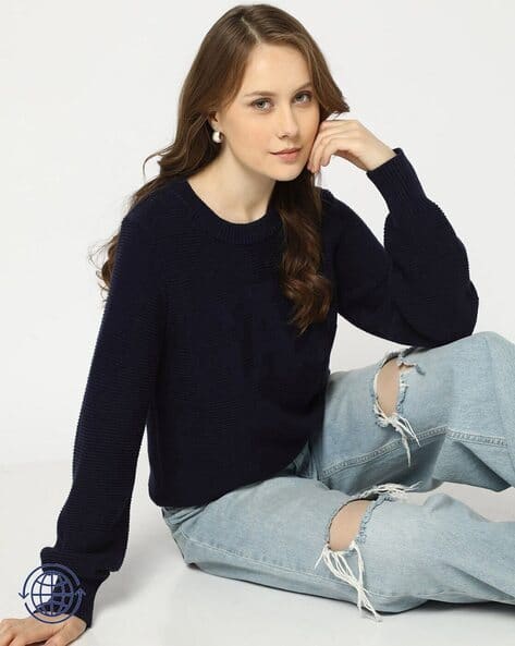 Women Brand-Knit Relaxed Fit Sweater