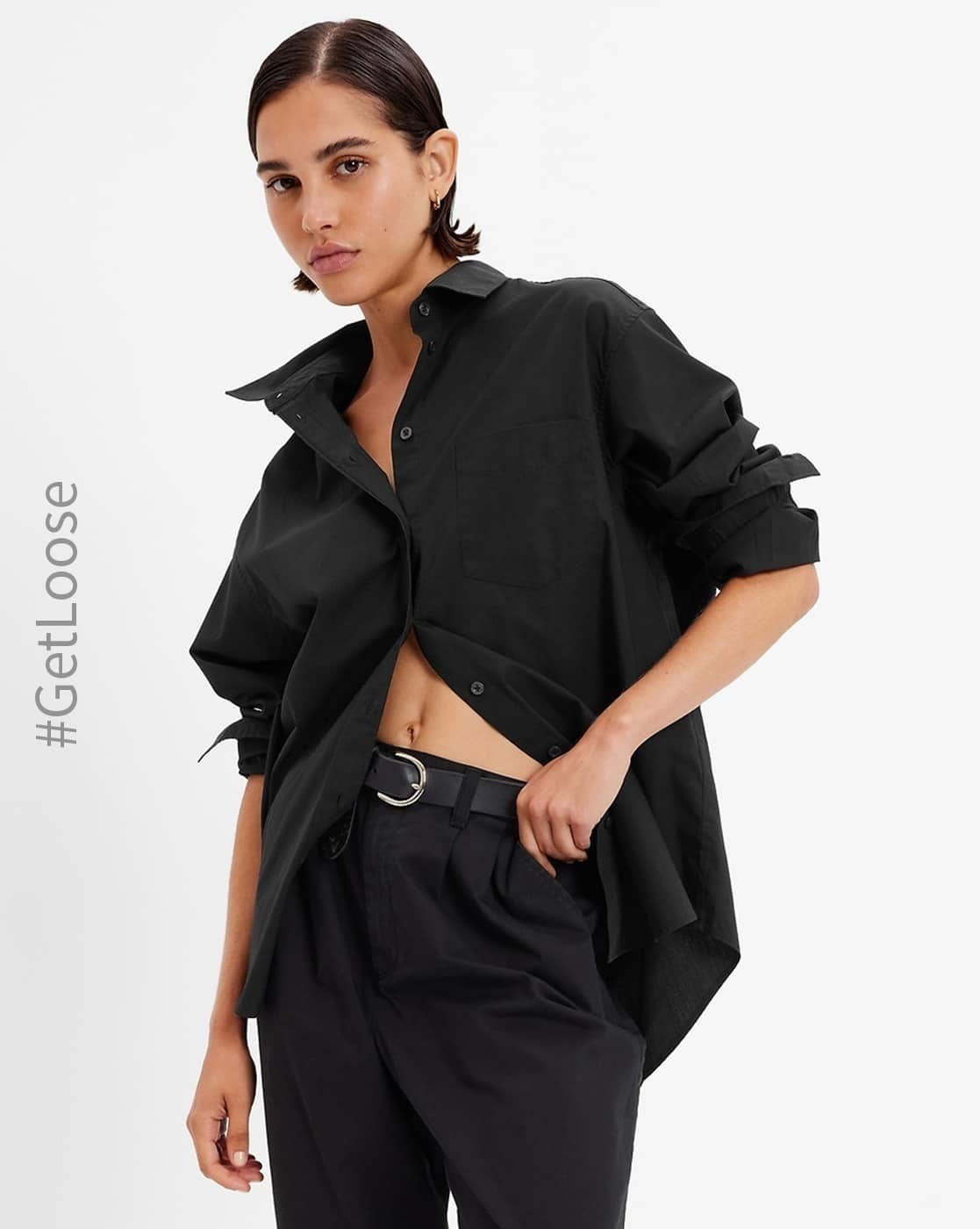 Women Loose Fit Shirt with Patch Pocket