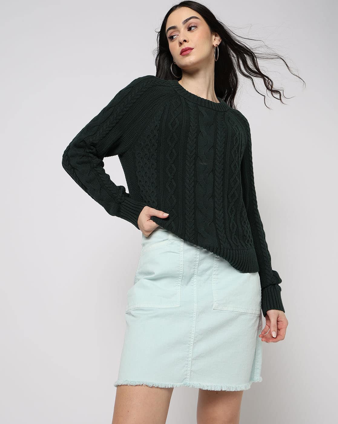 Women Cable-Knit Crew-Neck Sweater