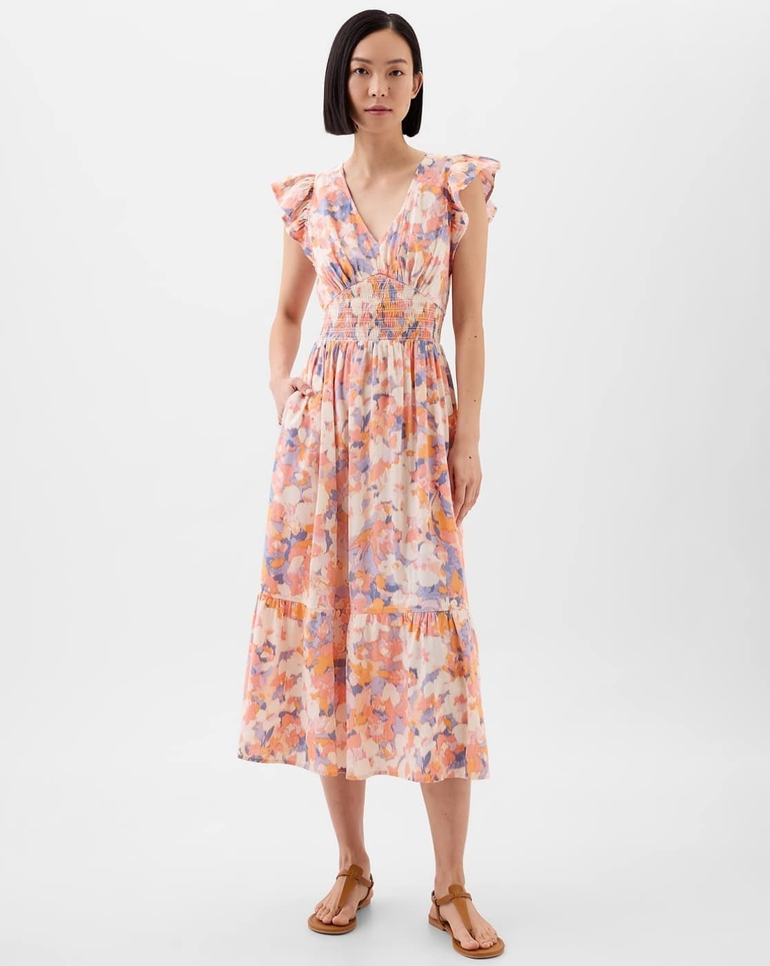Women Floral Print Tiered Dress