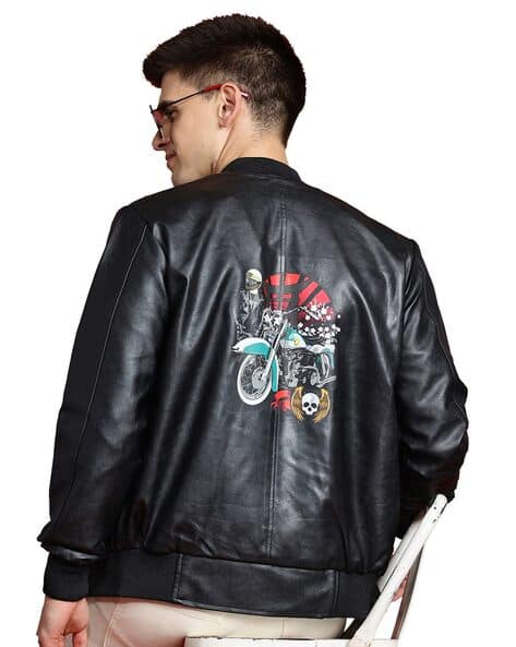 leather jacket mens bomber jacket print