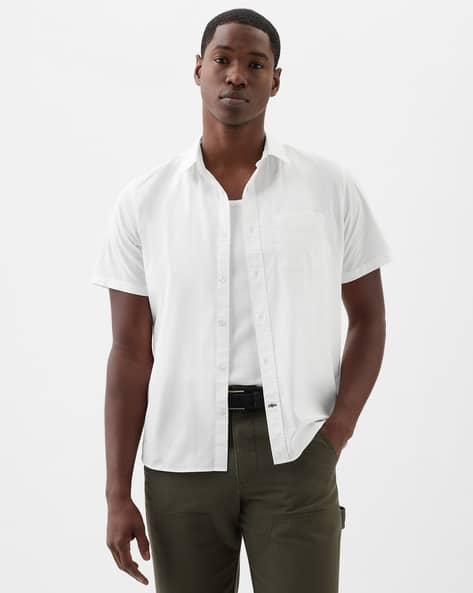 GAP Men Striped Short Sleeve Poplin Shirt