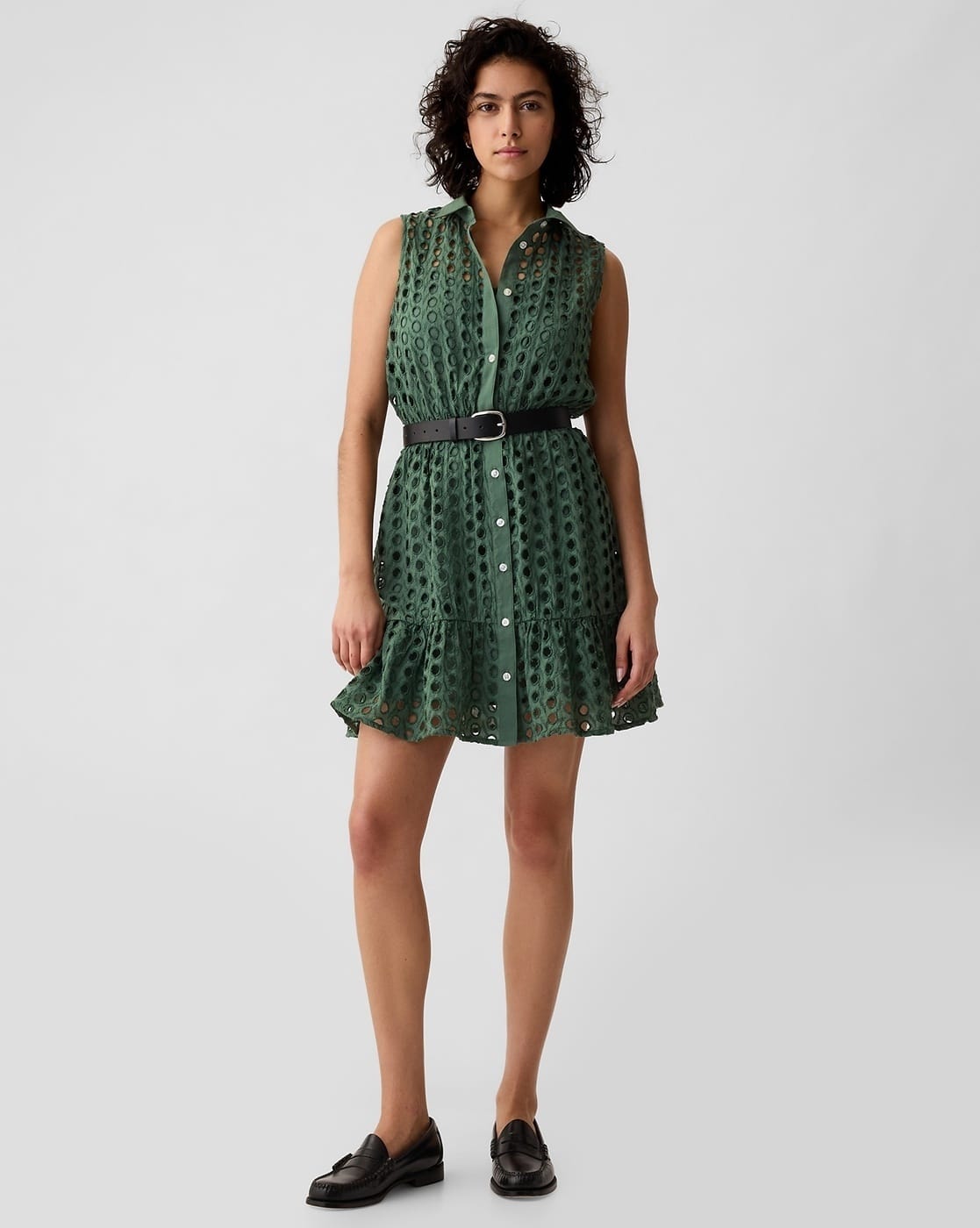 Eyelet Detailed Mini Shirt Dress