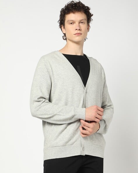 Cashmere V-Neck Button-Down Sweater