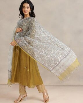fabindia Women Printed Dupatta with Contrast Border-picture-13