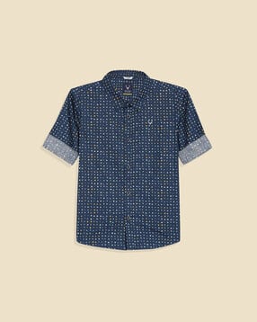 allen solly Boys Micro Print Slim Fit Shirt-picture-13
