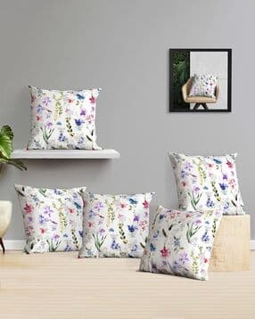 Set of 5 Floral Print Cushion Covers