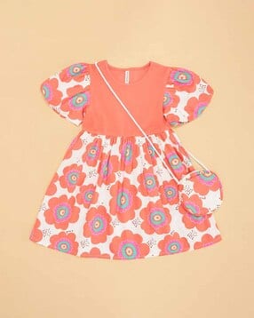 Girls Floral Pattern A-Line Dress-image-36