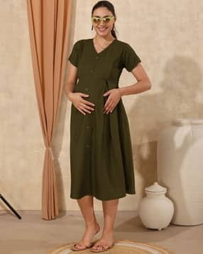 easy mom Women Fit and Flare Maternity Dress-picture-31