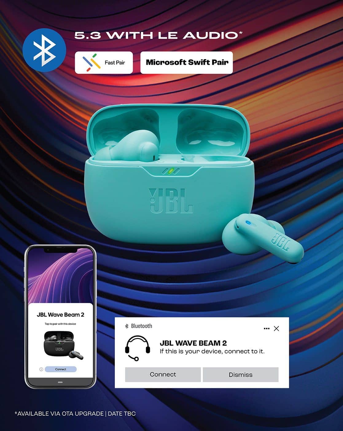 Buy JBL Wave Beam2 In-Ear Active Noise Cancellation Earbuds Blue