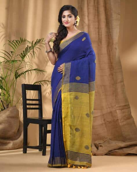 Tantloom Cotton Saree with Contrast Pallu