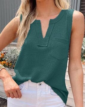 Women Popcorn Relaxed Fit Top with Patch Pocket