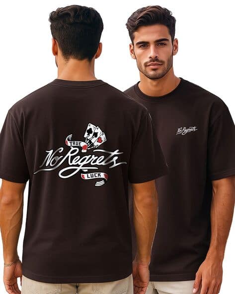 JUMP CUTS Men Typographic Oversized Fit T-shirt