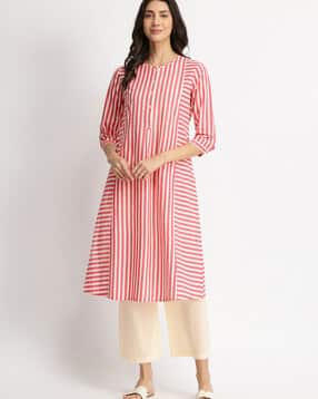 pink fort Women Striped Kurta & Pants Set-picture-41