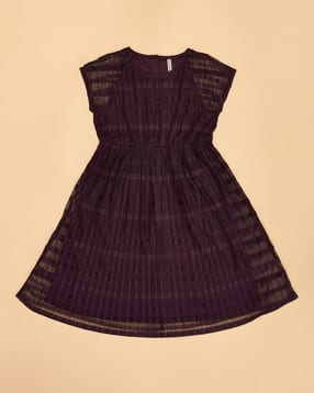 Girls Striped A-Line Dress-image-11
