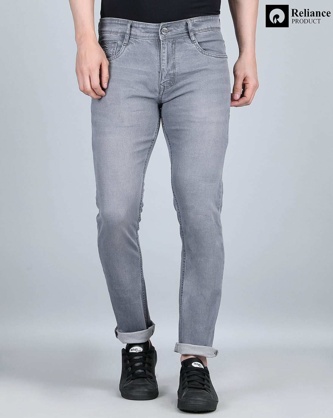 KNOBB JEANS Men Mid-Wash Slim Fit Jeans For Men (Grey, 32)