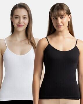 Pack of 2 Super Combed Cotton Camisole with Adjustable Straps & StayFresh Treatment-1487