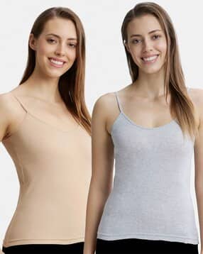 Pack of 2 Super Combed Cotton Camisole with Adjustable Straps & StayFresh Treatment-1487