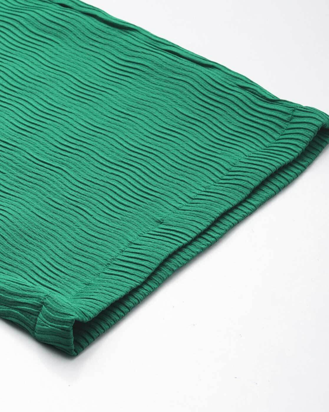 Women Regular Fit Textured Mi, GREEN, 34