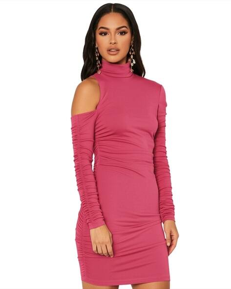 princess polly baby blue dress Rosa Ribbed Modal Turtleneck Maxi Dress in Blossom Pink