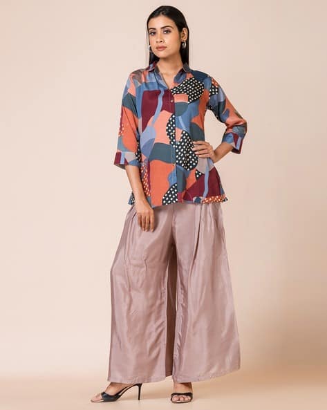 Women Printed Shirt Palazzo Set