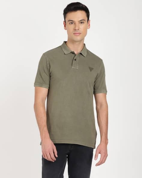 GUESS Regular Fit Polo T-Shirt with Logo Embossed