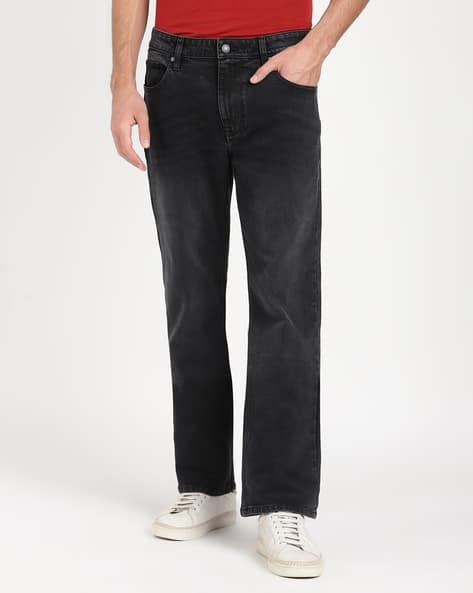 Men Lightly Washed Bootcut Jeans