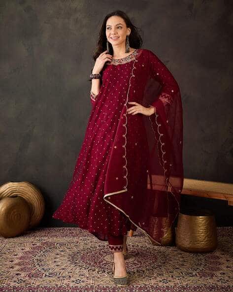 TANUKA Women Embroidered A-Line Kurta Set with Dupatta