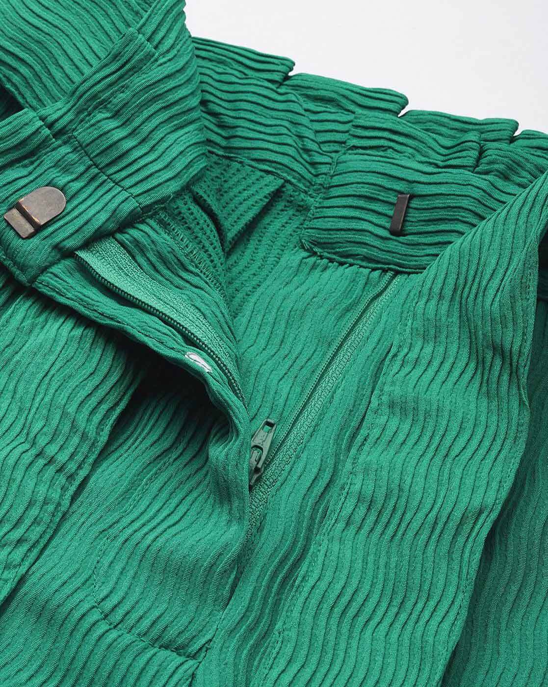 Women Regular Fit Textured Mi, GREEN, 34