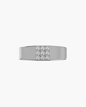 Women White Gold Lab Grown Diamond Royal Grid Ring-image-49