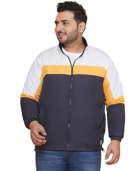 Men Plus Size Regular Fit Solid Jacket