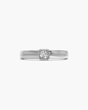 Women White Gold Lab Grown Diamond Prestige Square Ring-image-46