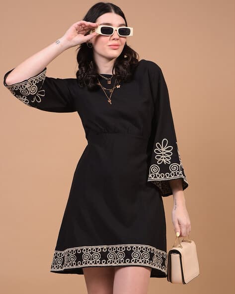 Women Embroidery A-line Dress