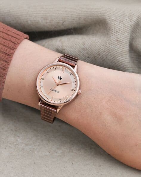 Crestello Women Analogue Watch with Metallic Strap-CR-CP156-RG-BWCH