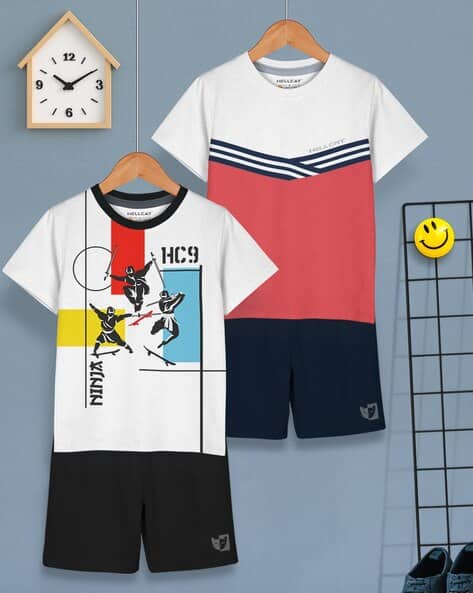 Hellcat Boys Pack of 2 Printed T-Shirts & Shorts Set