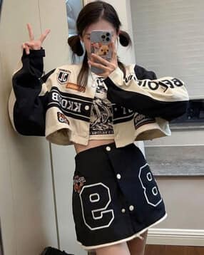 Women Typographic Print Regular Fit Biker Jacket