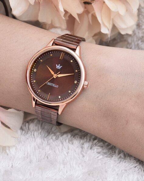 Crestello Women Analogue Watch with Metallic Strap-CR-CP156-BRW-BWCH