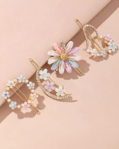 NSCC Set of 4 Embellished Hair Clips