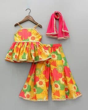 kidsflower Girl Floral Print Flared Kurta Set-picture-49
