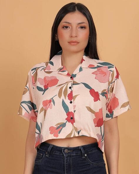 Primefield Women Regular Fit Floral Print Shirt with Spread Collar