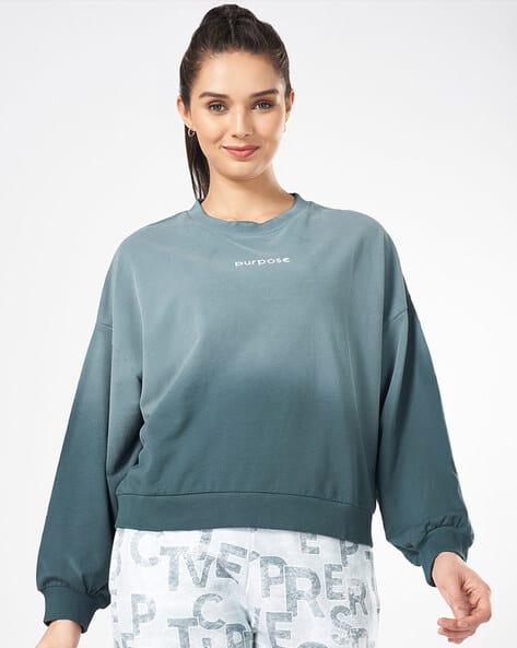 Women Ombre-Dyed Round-Neck Sweatshirt