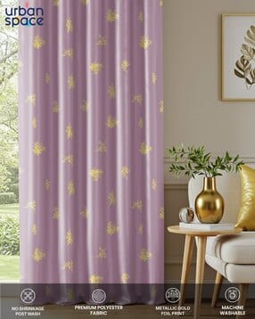 urban space Set of 1 Gold Foil Printed Blackout Curtain -picture-11