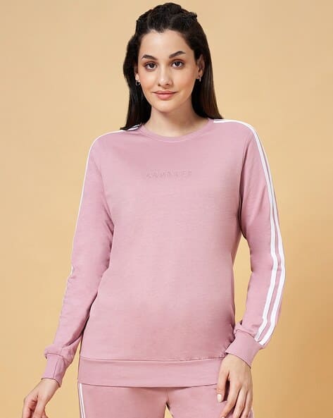 Ajile Pantaloons Sweatshirt For Ladies Typographic Print Crew-Neck