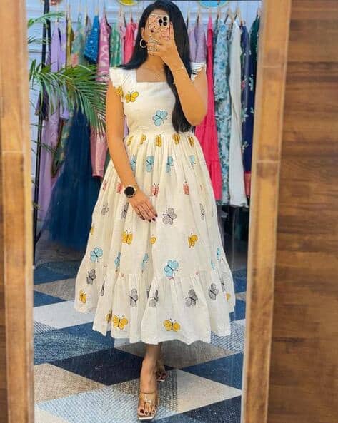 Women Floral Print Fit Flare Dress