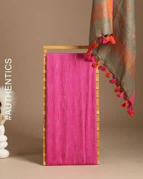 indie picks Handloom Linen Katan Unstitched Top Dupatta Set-picture-11