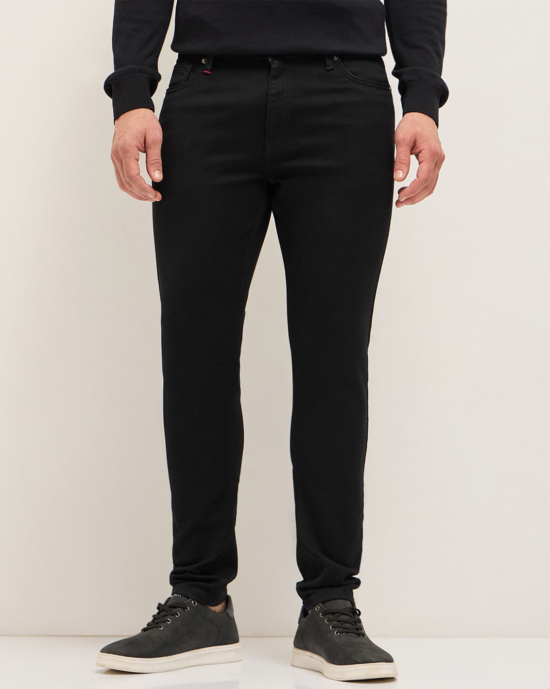 THE BEAR HOUSE Men Skinny Jeans For Men (Black, 32)