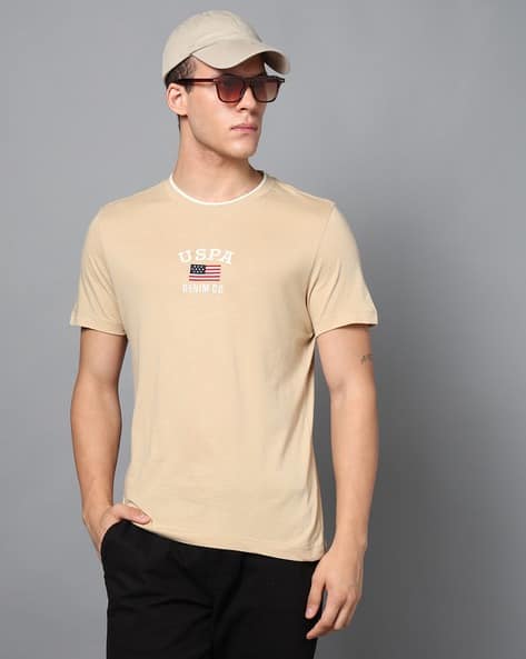 U.S. Polo Assn. Men Logo Print Slim Fit Crew-Neck T-Shirt