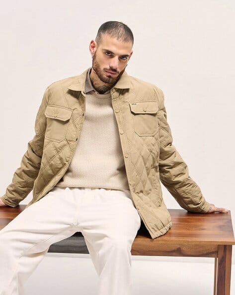 THE BEAR HOUSE Men Self-design Jacket deal from ajio
