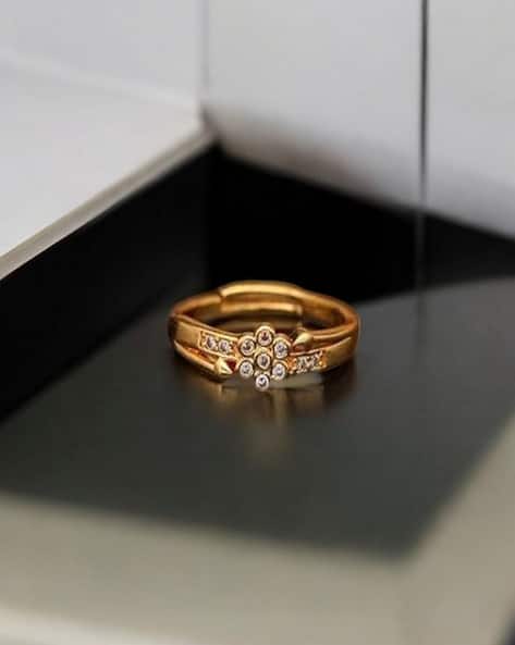 Women Brass Diamond Gold Plated Ring